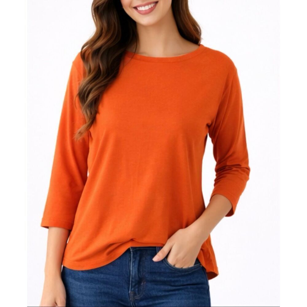 L.L. Bean signature orange boatneck cotton top size large